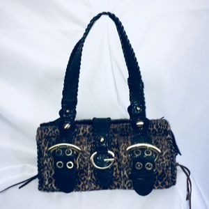 VS Faux Fur & Leather Satchel